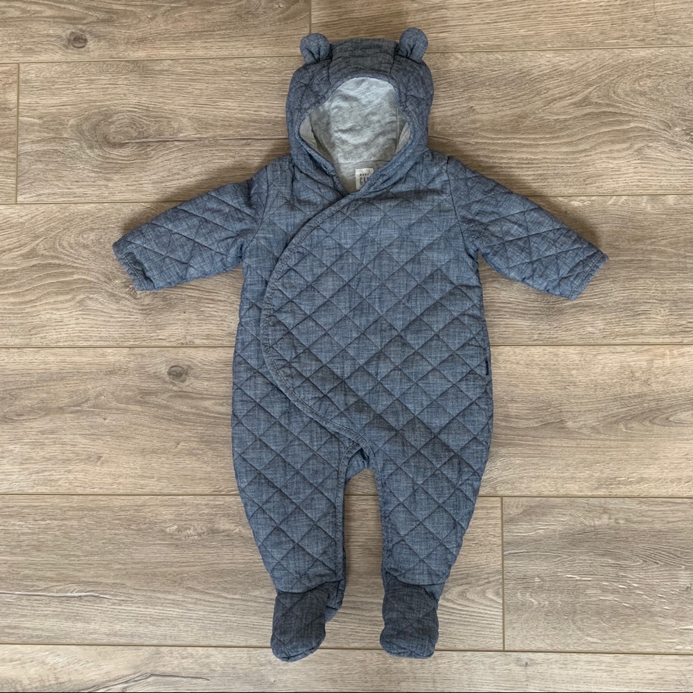 Gap Baby Quilted Chambray Bear One-Piece Suit: 6-12 months